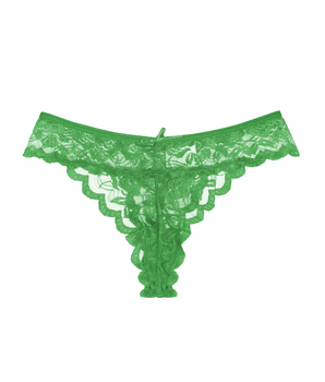 Green Scalloped-Lace Thong