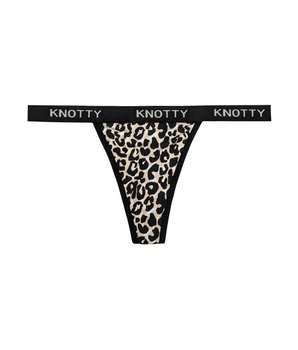 Leopard Cotton Knotty Banded Thong