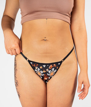 Black Floral Fall Delights G-String