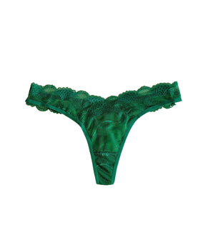 Kelly-Green Crossover Lace Thong