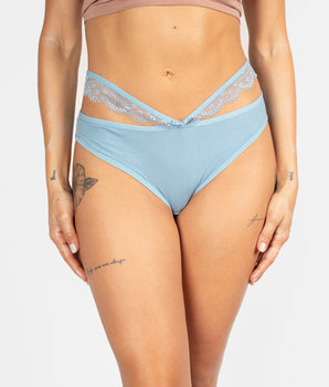 Strappy Sky-Blue Ribbed Brief