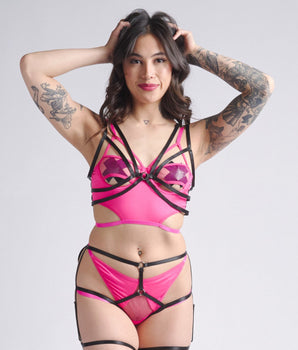 Double-Strapped Crotchless Set (4-Piece)