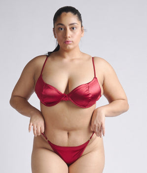 The Luxe Satin Set - Wine Red