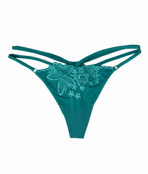 Double Strap Teal Floral Thong