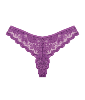 Plum Lace Floral Thong