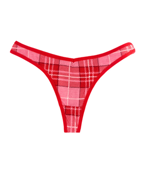 Berry Bliss Ripped Plaid Thong